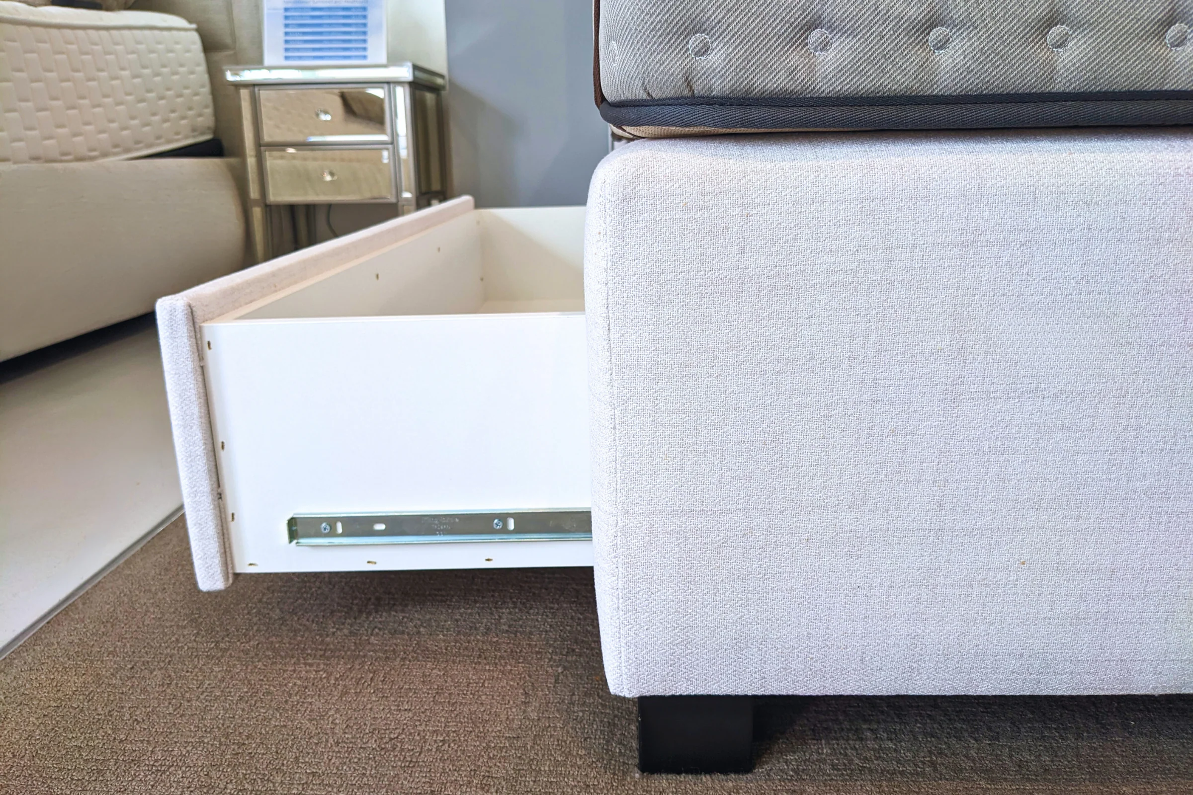 Norton Upholstered Drawer Storage Base with Hampton Headboard - Image 6